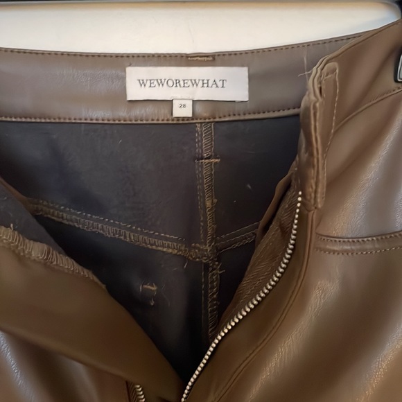 We Wore What Chocolate Brown Pleather Bootleg Pants - Picture 6 of 7